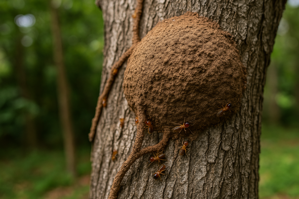 colonia comejen o termitas en árboles